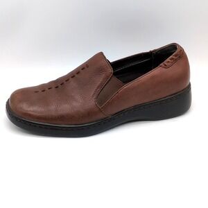 Predictions Shoes Womens Brown 9 Leather Loafers Stretch Slip On Comfort 1952348